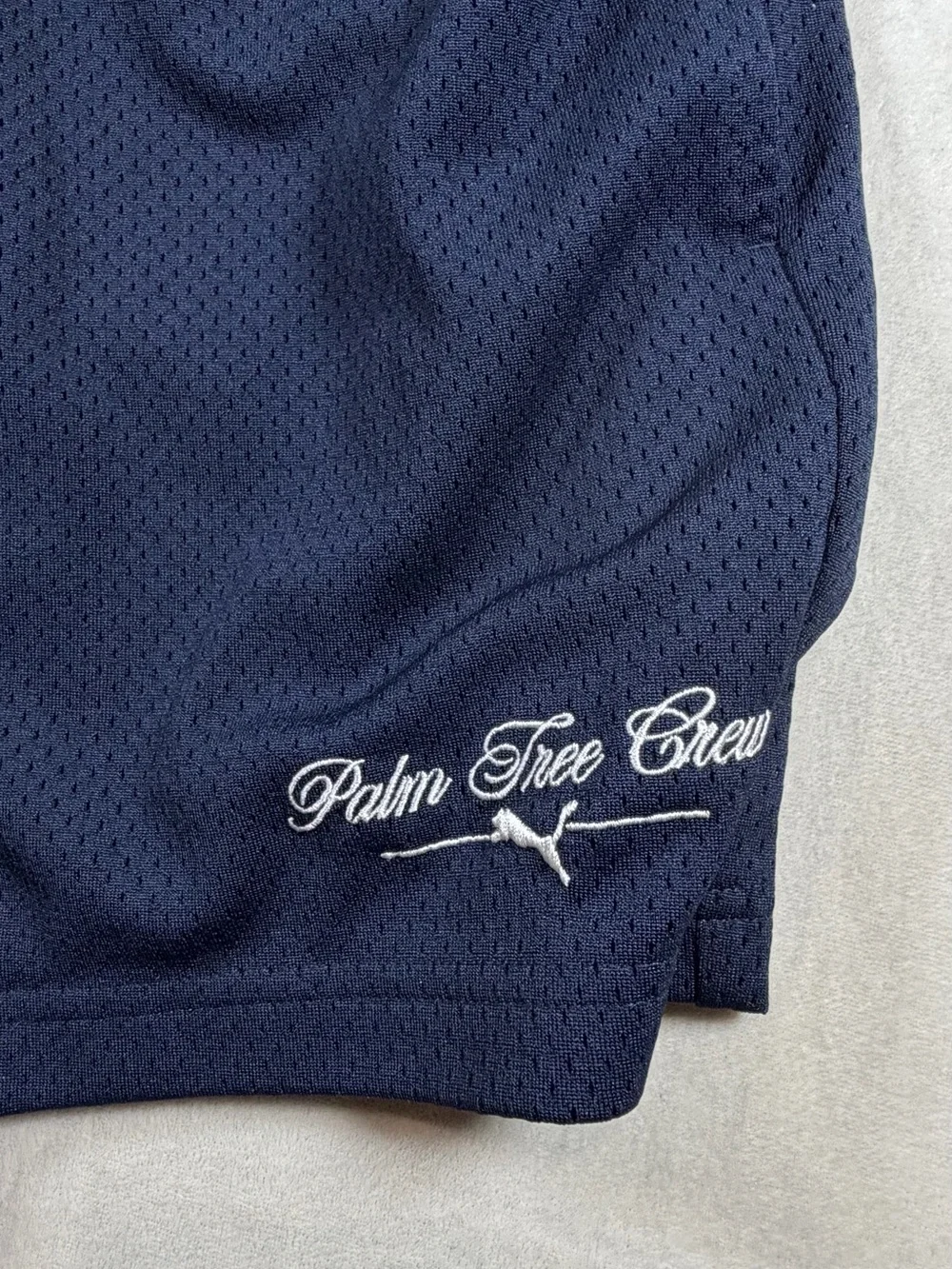 Puma Palm Tree Crew Size Small Men's Navy Blue Athletic Mesh Shorts